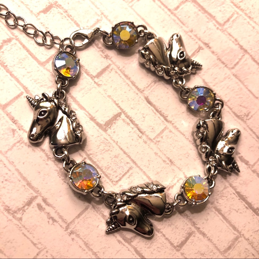 Unicorn pink rhinestone bracelet link sparkle cute - Picture 5 of 5